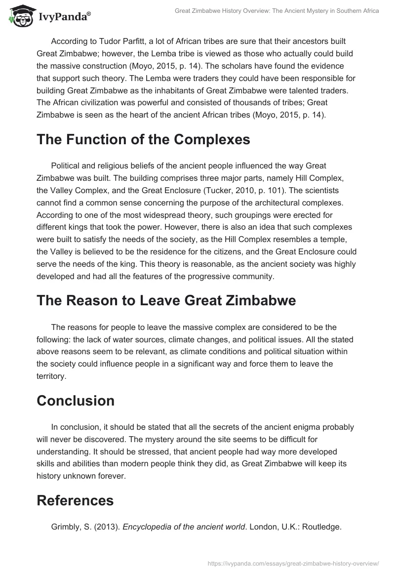 Great Zimbabwe History Overview: The Ancient Mystery in Southern Africa. Page 2