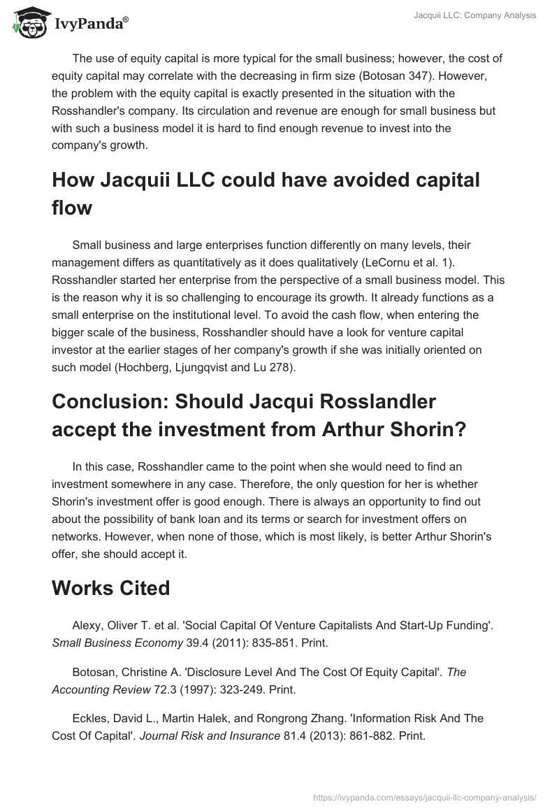 Jacquii LLC: Company Analysis. Page 2