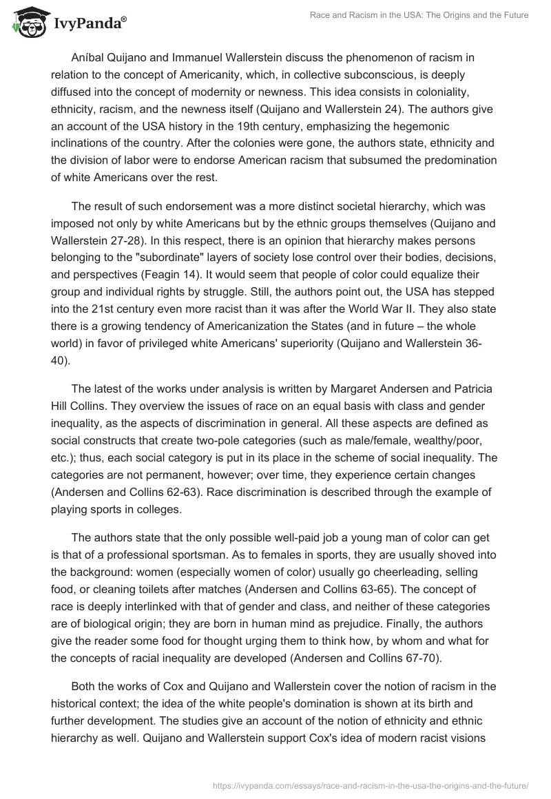 Race and Racism in the USA: The Origins and the Future. Page 2