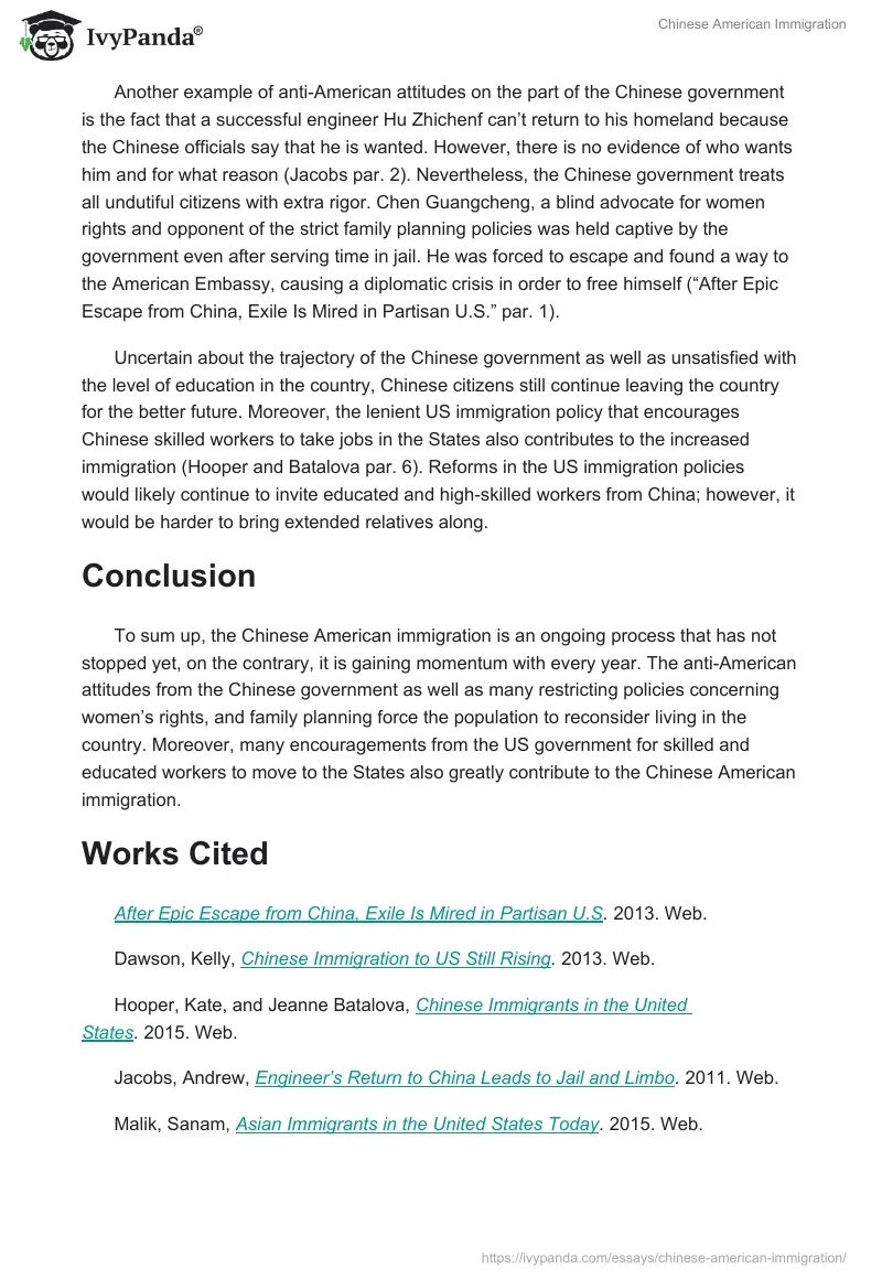 Chinese American Immigration. Page 2