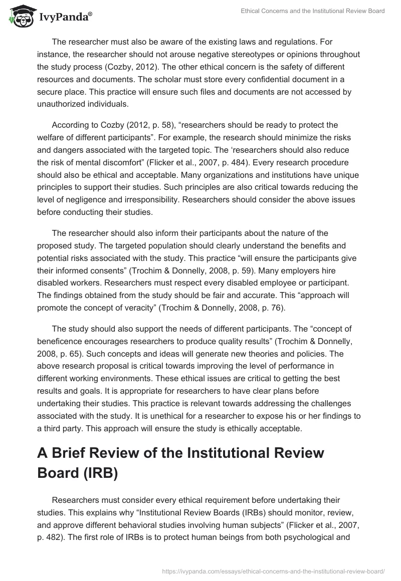 Ethical Concerns and the Institutional Review Board. Page 2