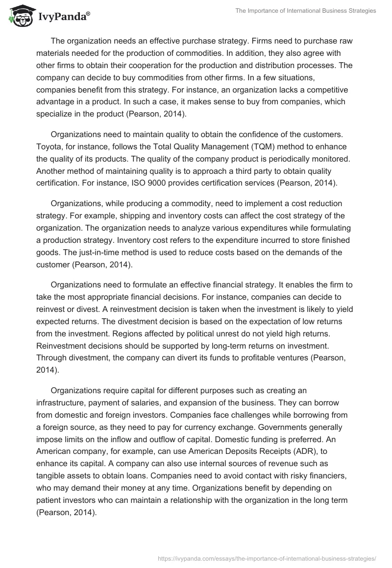 The Importance of International Business Strategies. Page 2
