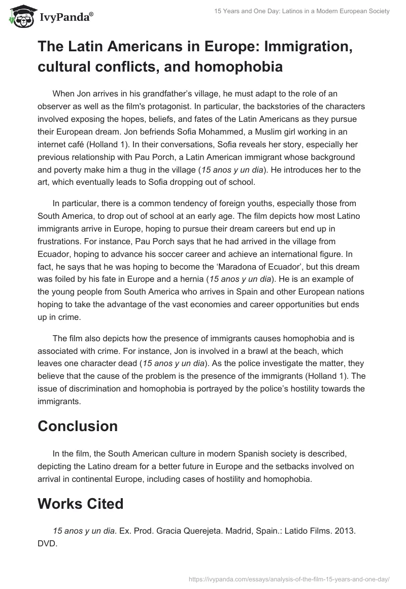 15 Years and One Day: Latinos in a Modern European Society. Page 2