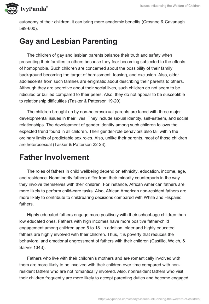 Issues Influencing the Welfare of Children. Page 2