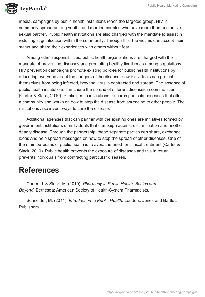 Public Health Marketing Campaign. Page 2
