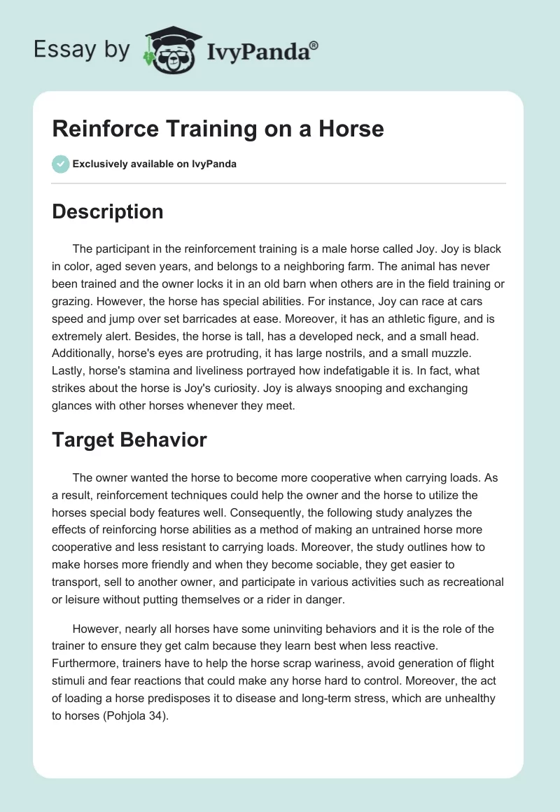Reinforce Training on a Horse. Page 1