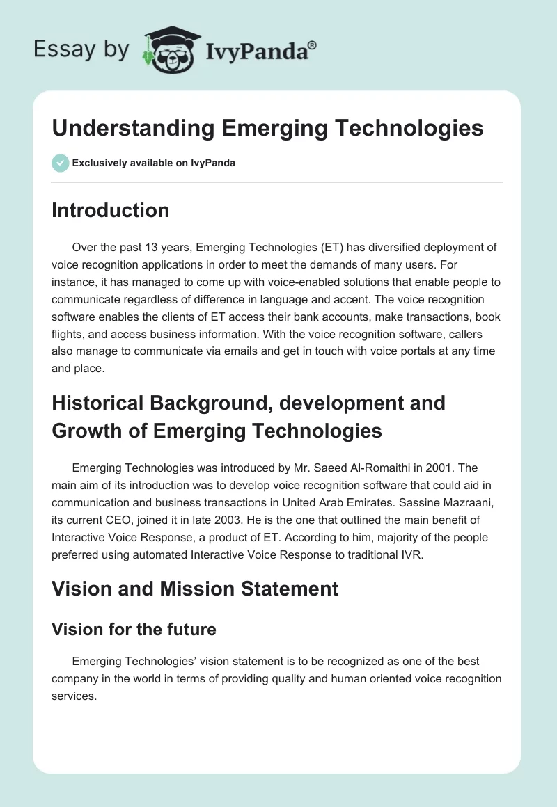 Understanding Emerging Technologies. Page 1