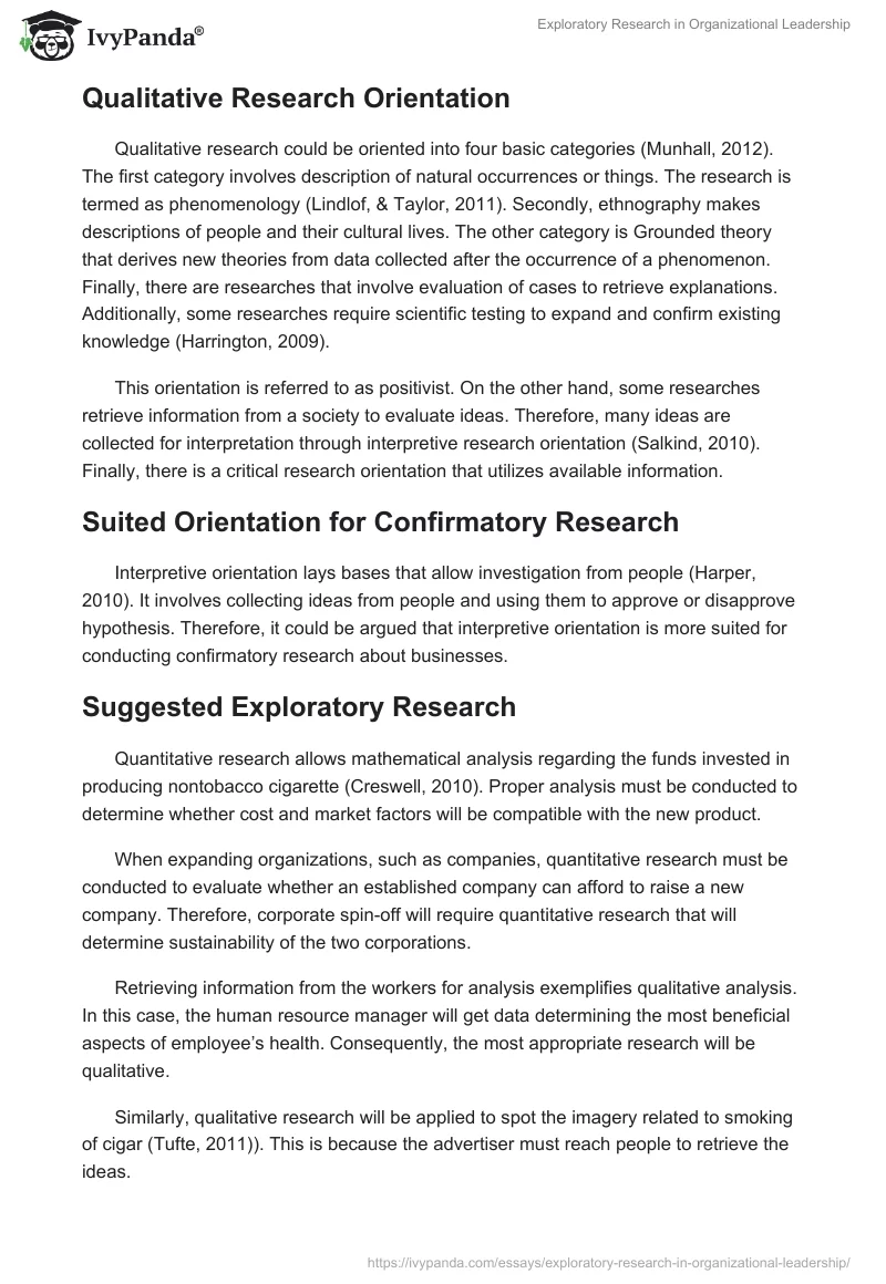 Exploratory Research in Organizational Leadership. Page 2