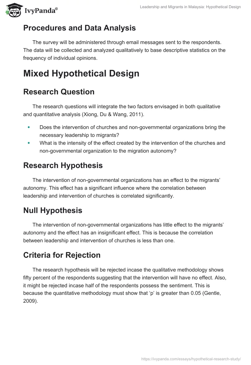 Leadership and Migrants in Malaysia: Hypothetical Design. Page 4