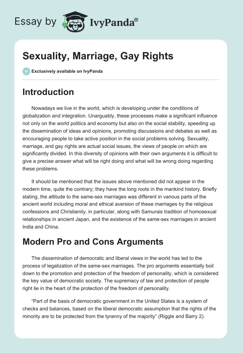 Sexuality, Marriage, Gay Rights. Page 1