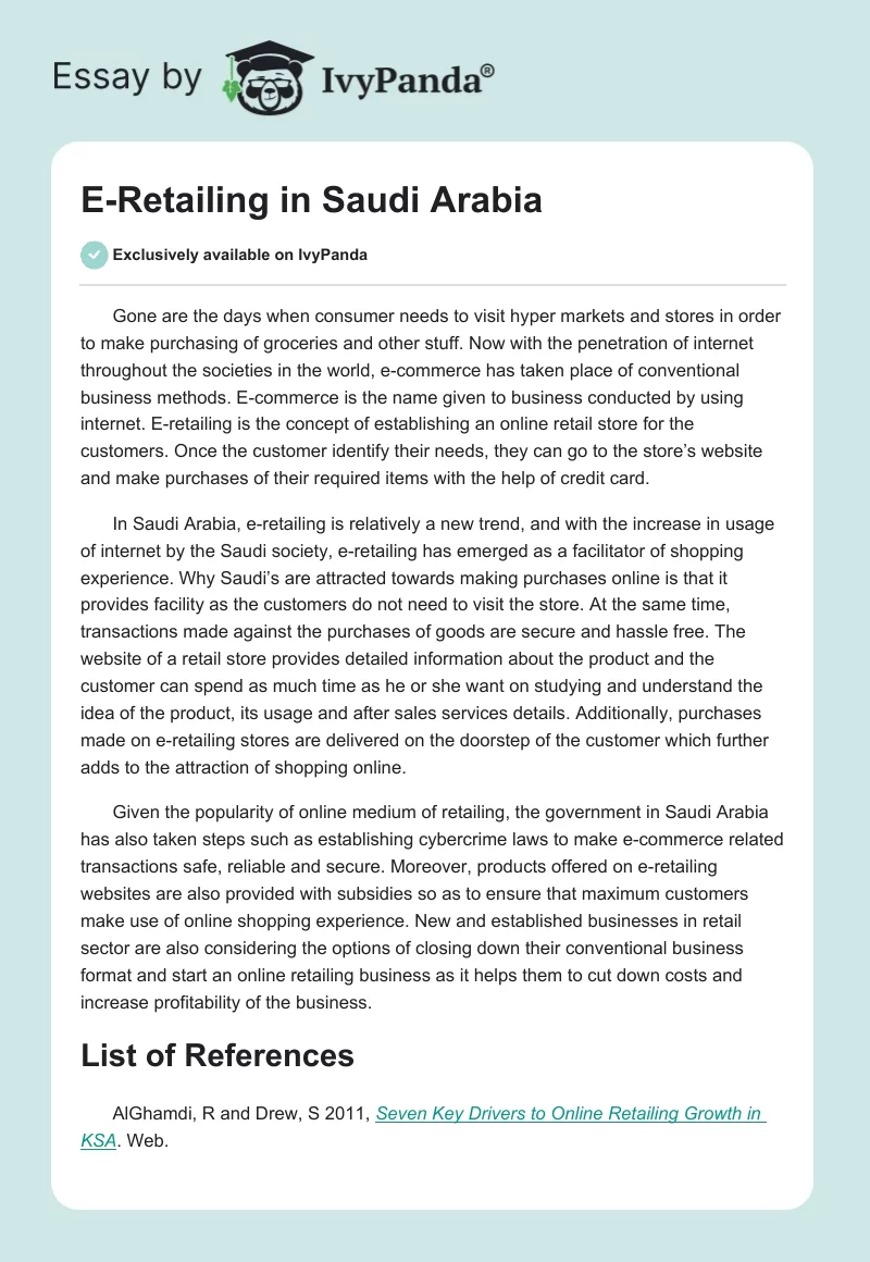 E-Retailing in Saudi Arabia. Page 1