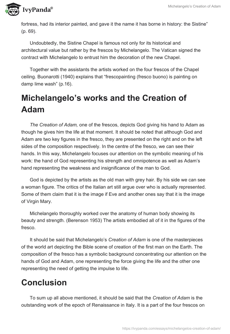 Michelangelo’s Creation of Adam. Page 2