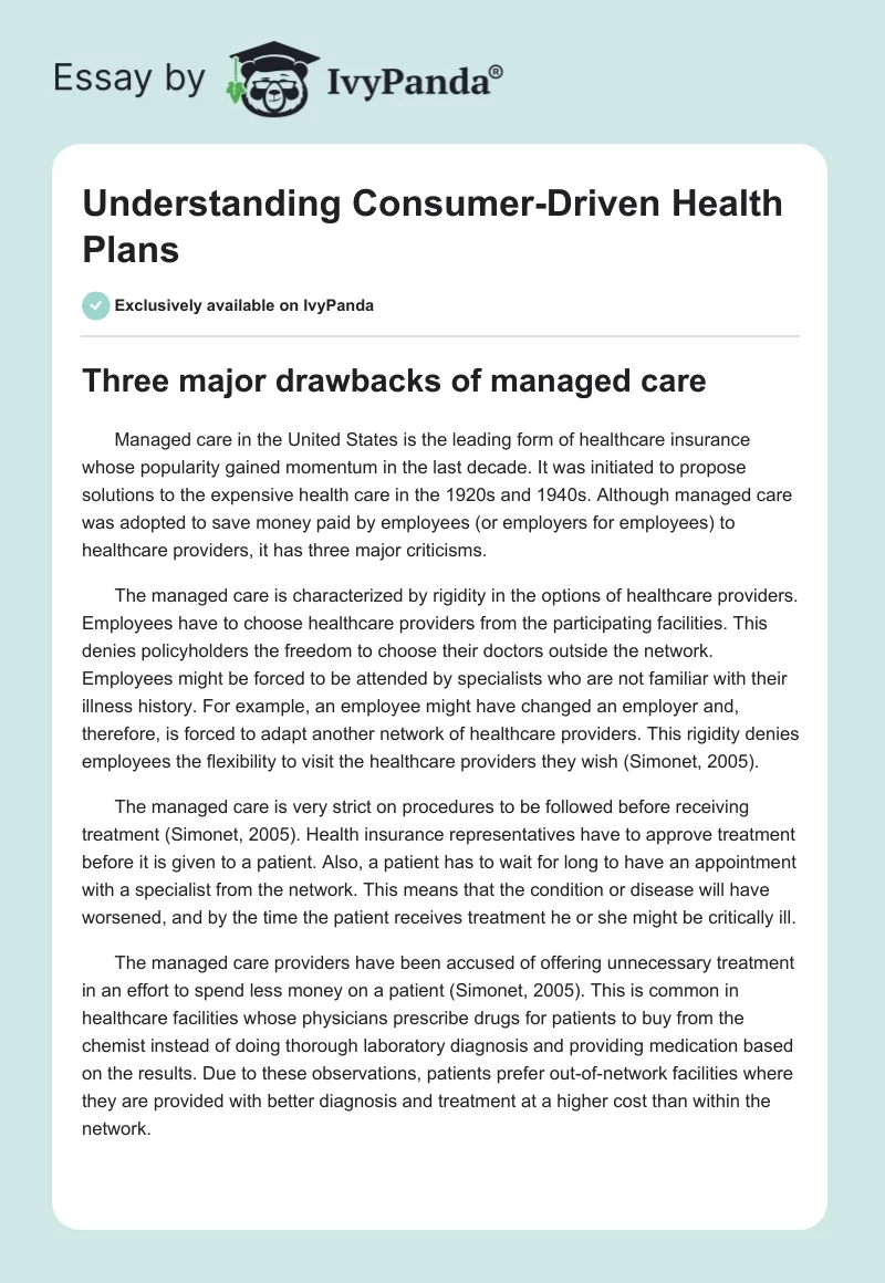 Understanding Consumer-Driven Health Plans. Page 1