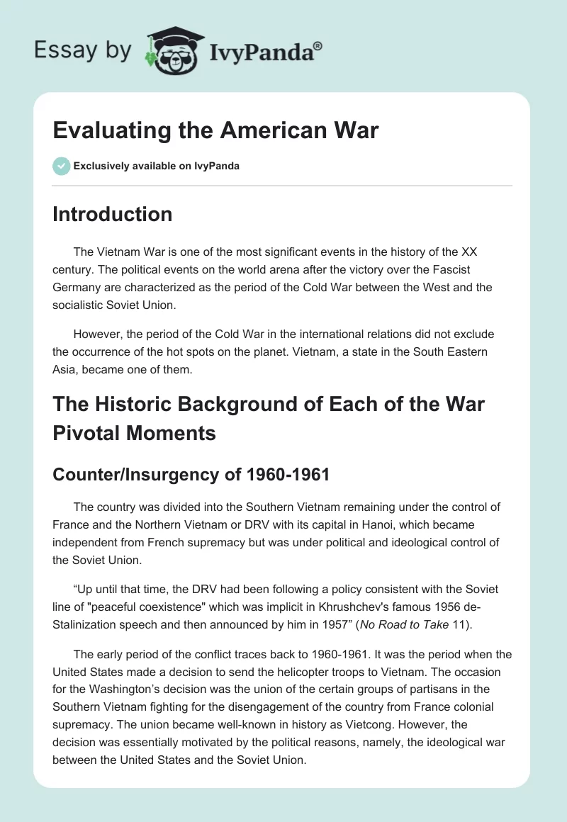 Evaluating the American War. Page 1