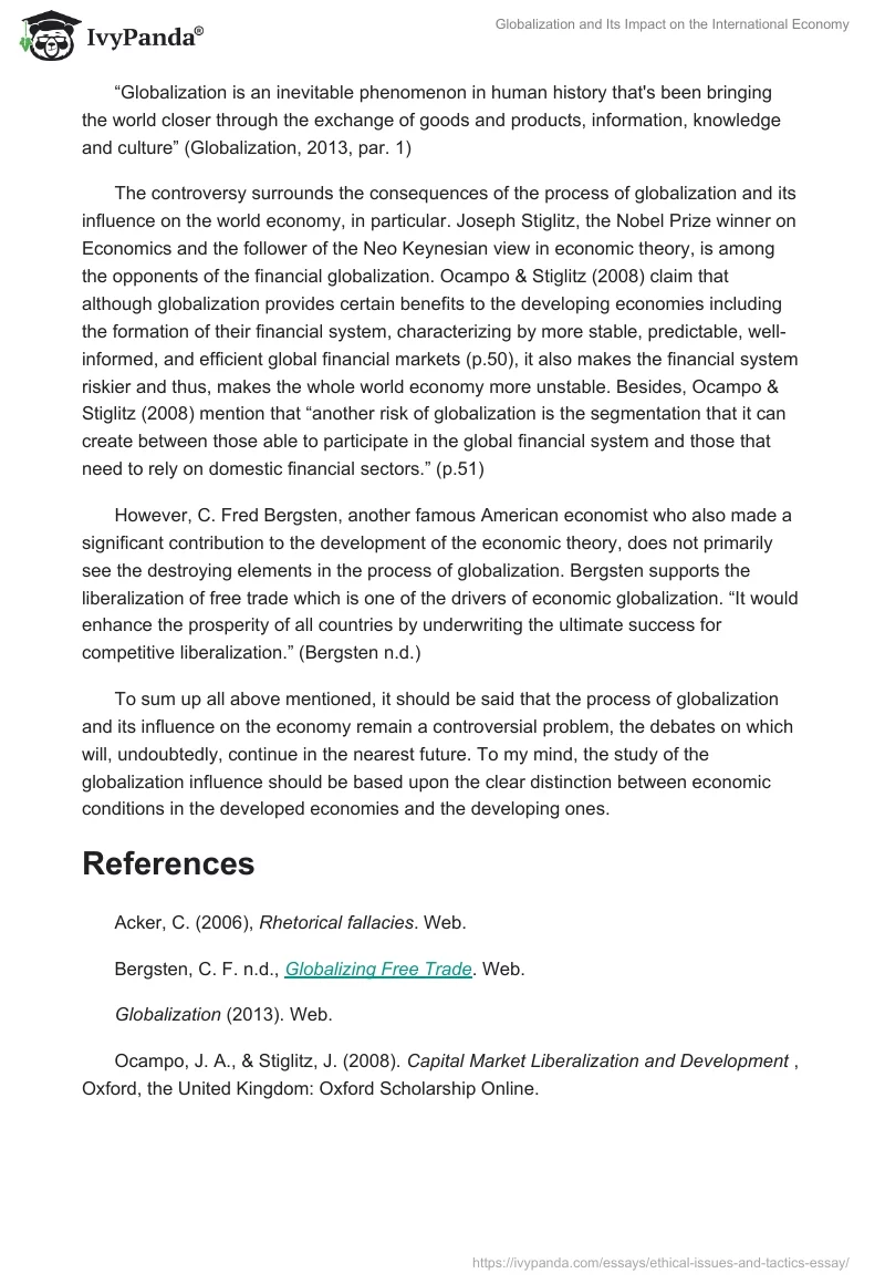 Globalization and Its Impact on the International Economy. Page 3