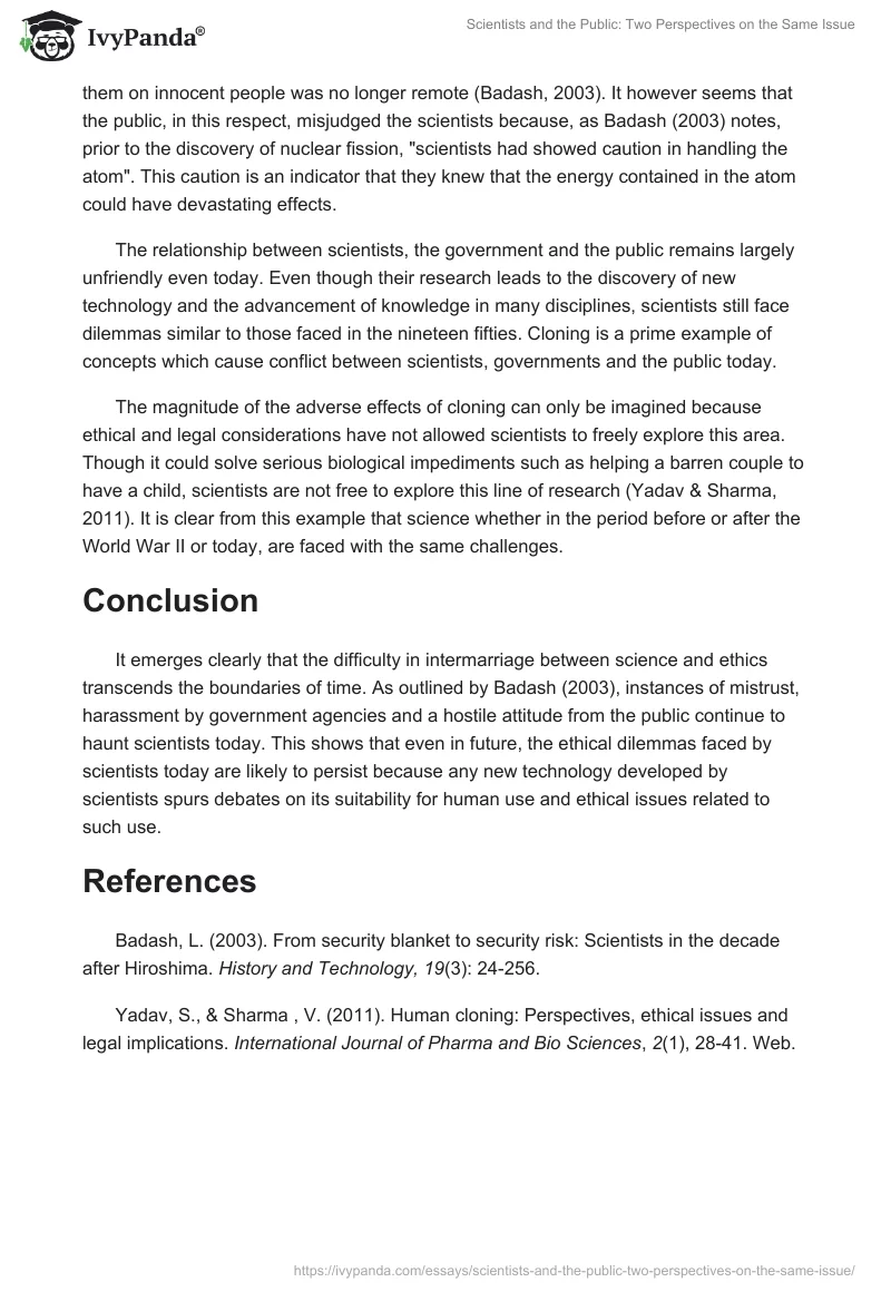 Scientists and the Public: Two Perspectives on the Same Issue. Page 2