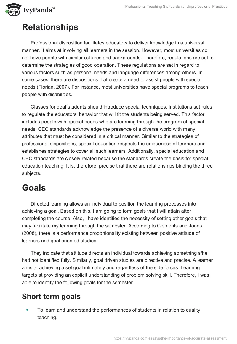 Professional Teaching Standards vs. Unprofessional Practices. Page 3