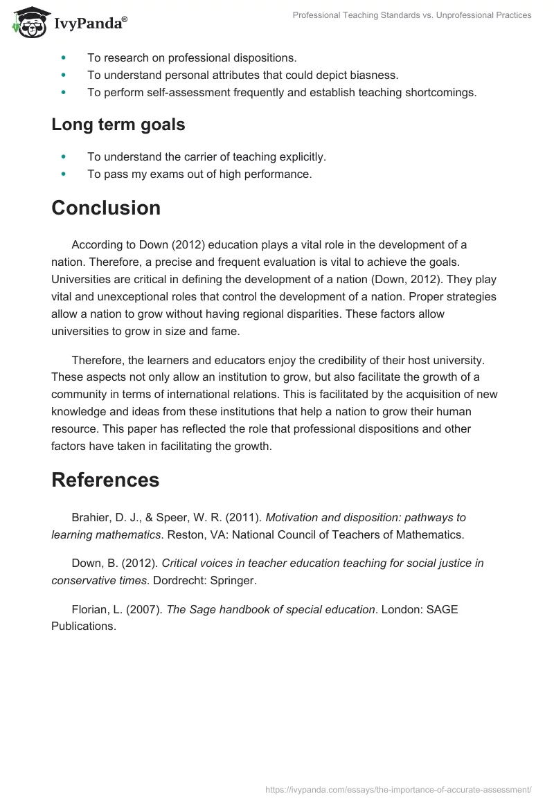 Professional Teaching Standards vs. Unprofessional Practices. Page 4