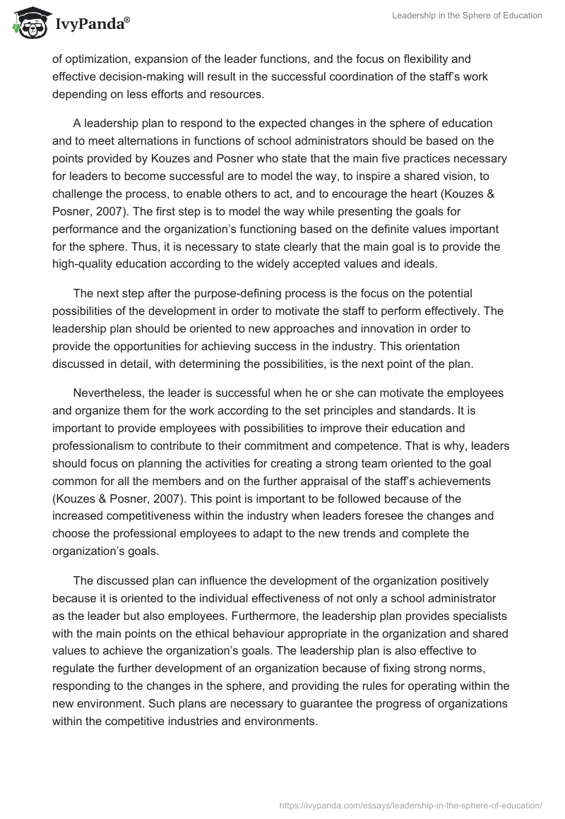 Leadership in the Sphere of Education. Page 2