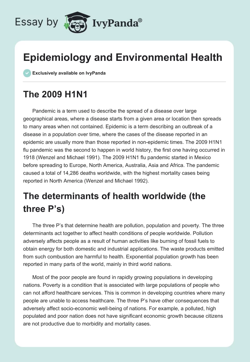 Epidemiology and Environmental Health. Page 1