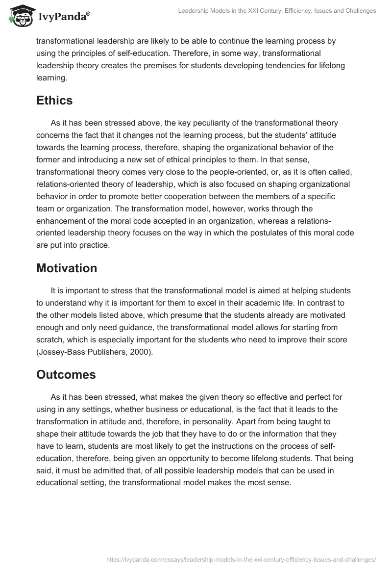Leadership Models in the XXI Century: Efficiency, Issues and Challenges. Page 4