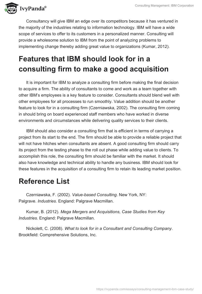 Consulting Management: IBM Corporation. Page 2