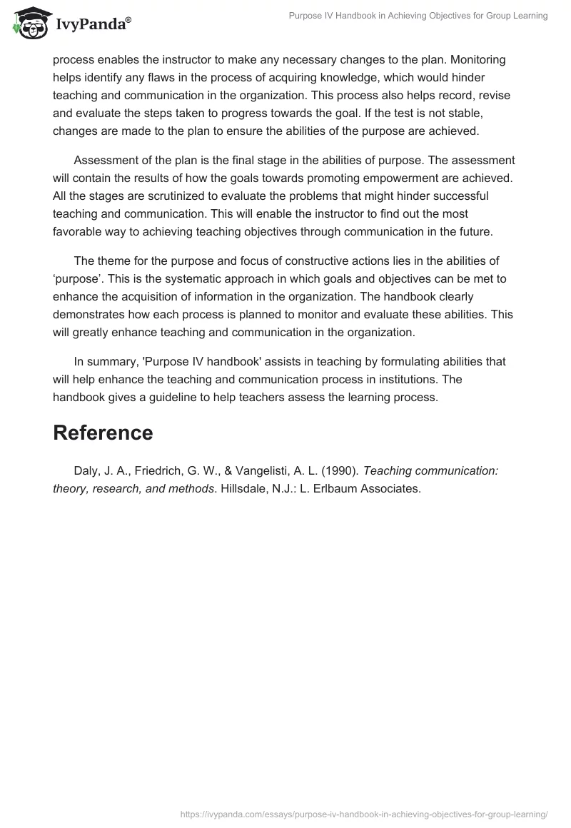 "Purpose IV Handbook" in Achieving Objectives for Group Learning. Page 2