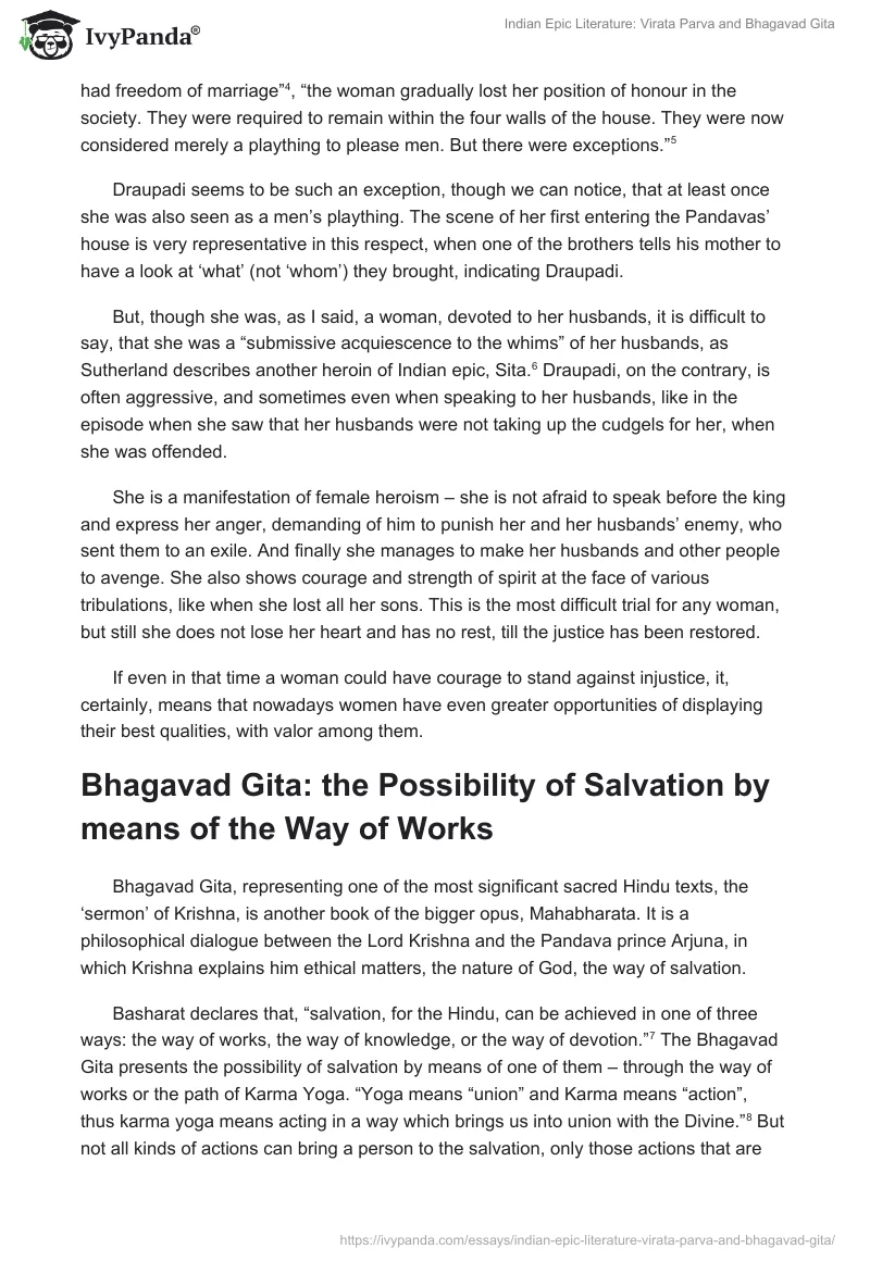 Indian Epic Literature: Virata Parva and Bhagavad Gita. Page 2