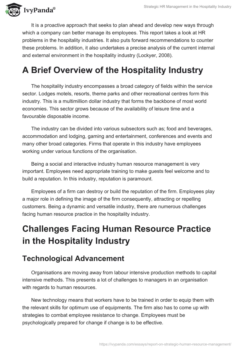 Strategic HR Management in the Hospitality Industry. Page 2
