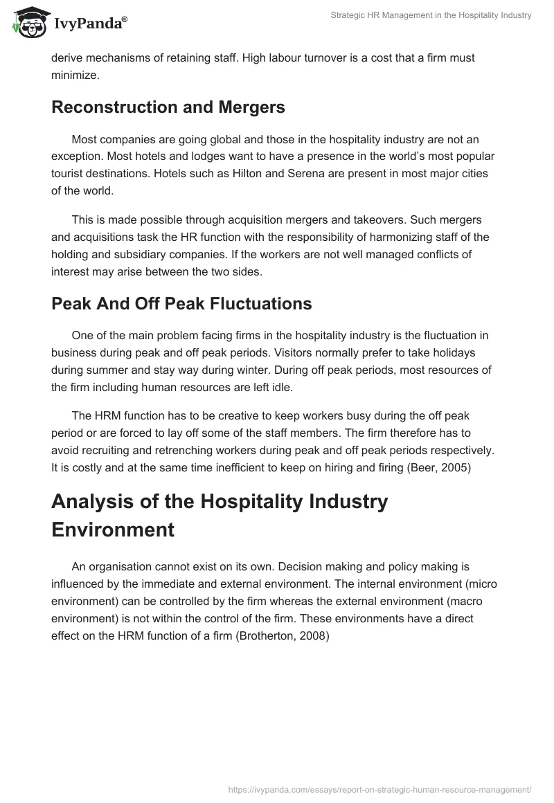 Strategic HR Management in the Hospitality Industry. Page 4