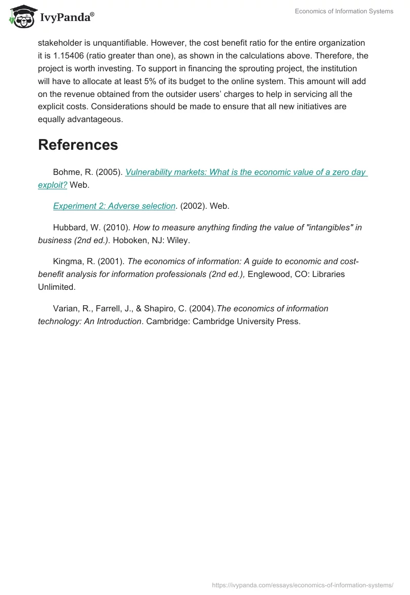 Economics of Information Systems. Page 4