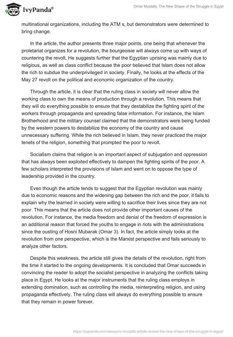 Omar Mostafa: The New Shape of the Struggle in Egypt. Page 2