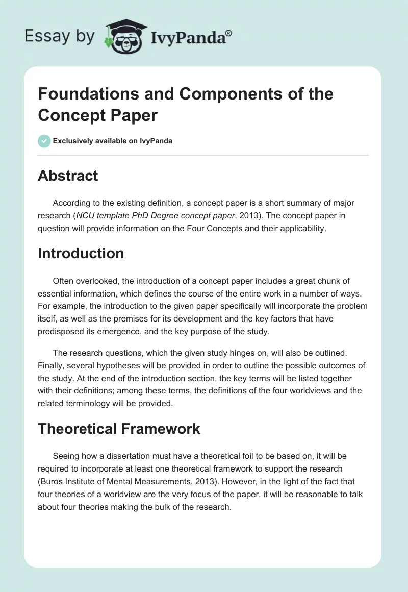 Foundations and Components of the Concept Paper. Page 1