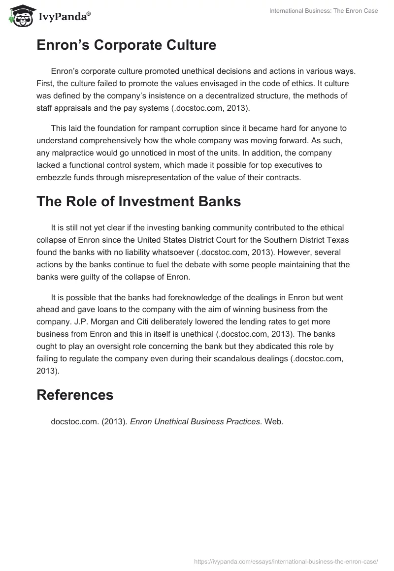 International Business: The Enron Case. Page 3