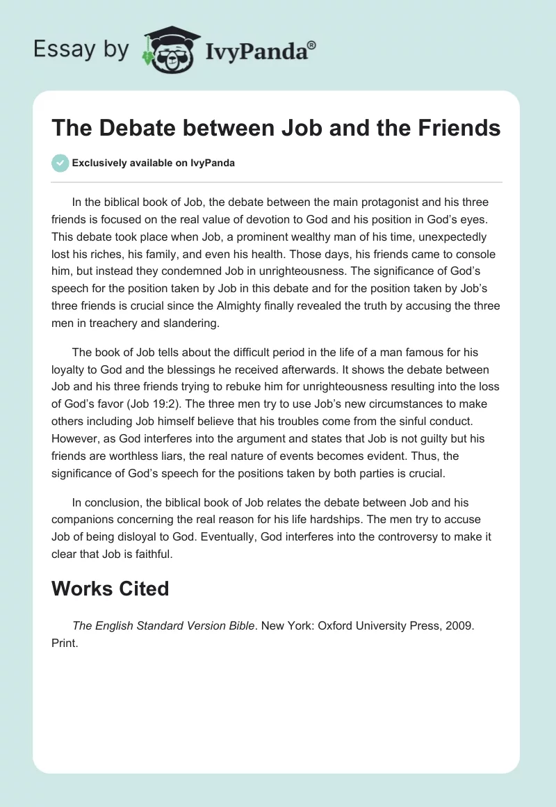 The Debate between Job and the Friends. Page 1