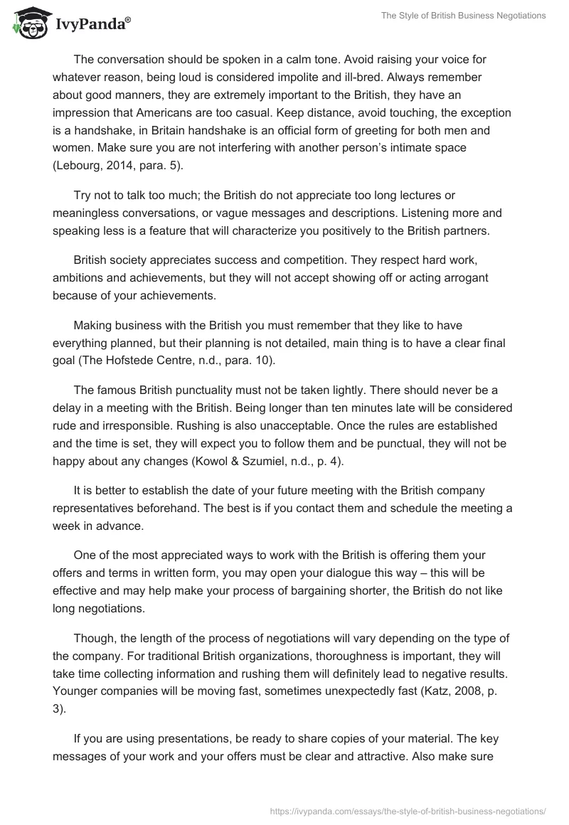 The Style of British Business Negotiations. Page 2