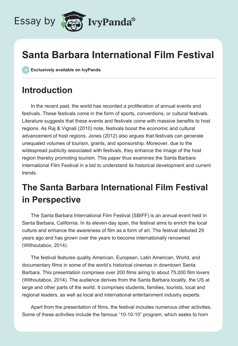 Santa Barbara International Film Festival. Page 1