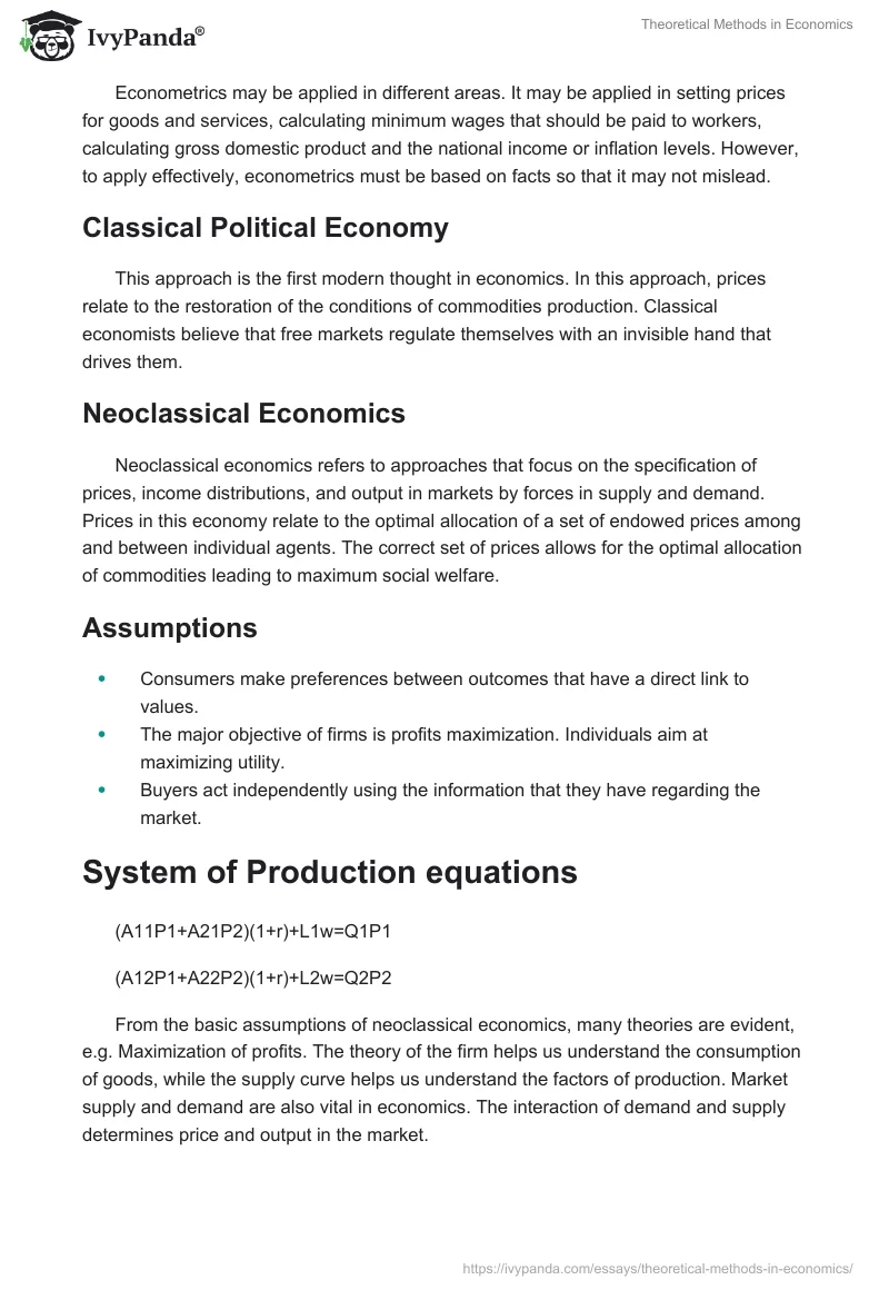 Theoretical Methods in Economics. Page 2