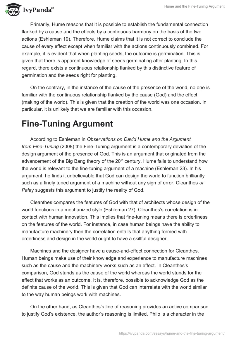 Hume and the Fine-Tuning Argument. Page 2