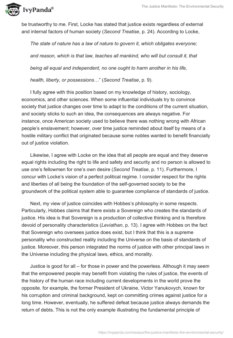 The Justice Manifesto: The Environmental Security. Page 2