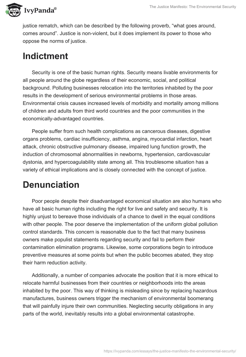 The Justice Manifesto: The Environmental Security. Page 3