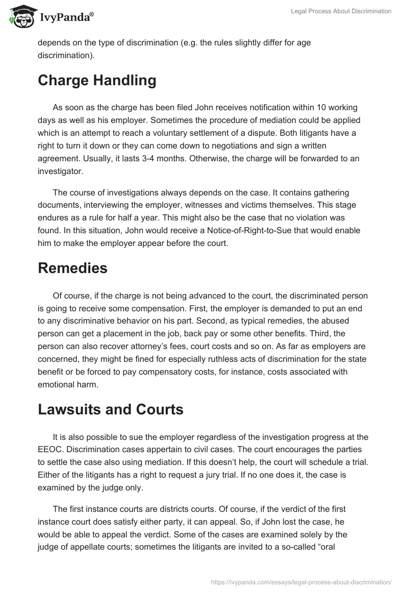 Legal Process About Discrimination. Page 2