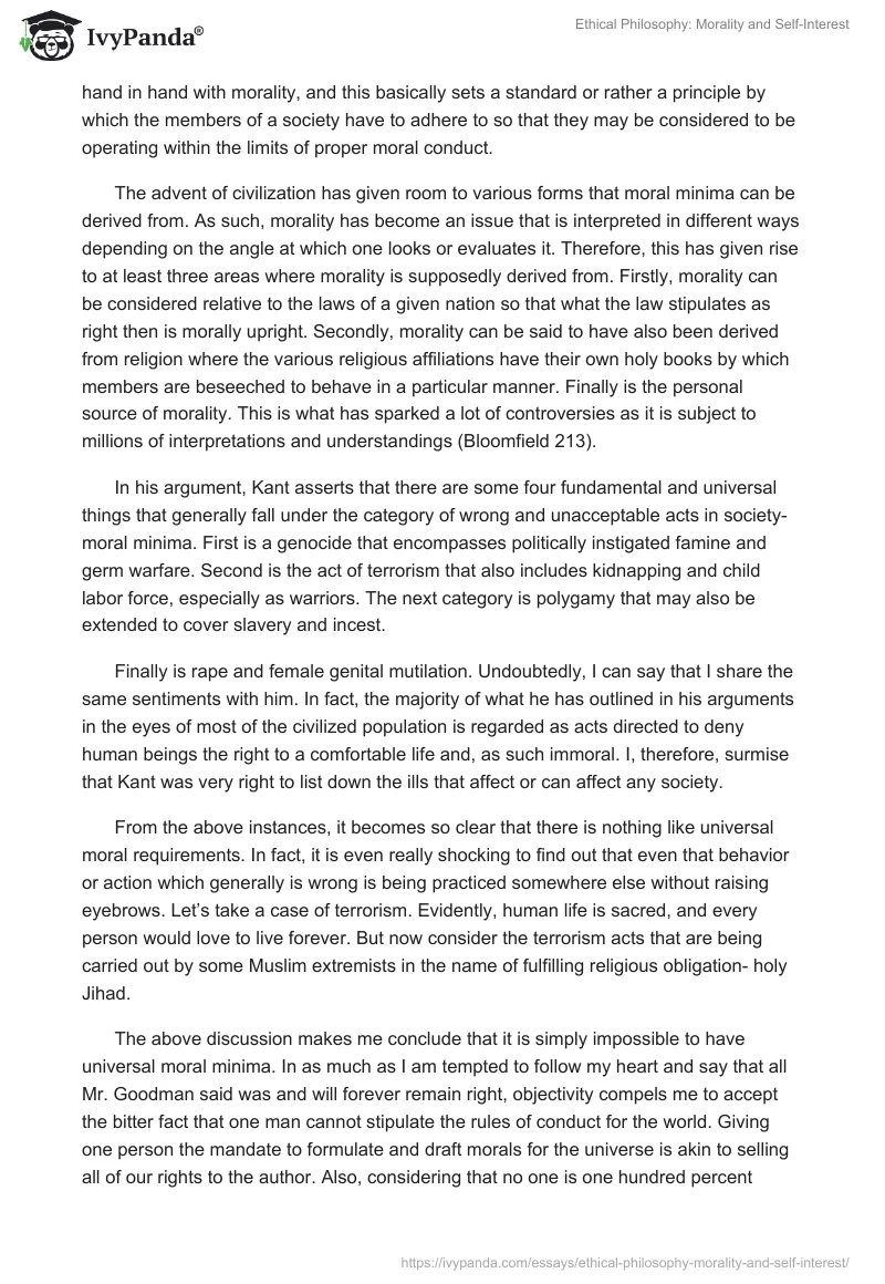 Ethical Philosophy: Morality and Self-Interest. Page 2