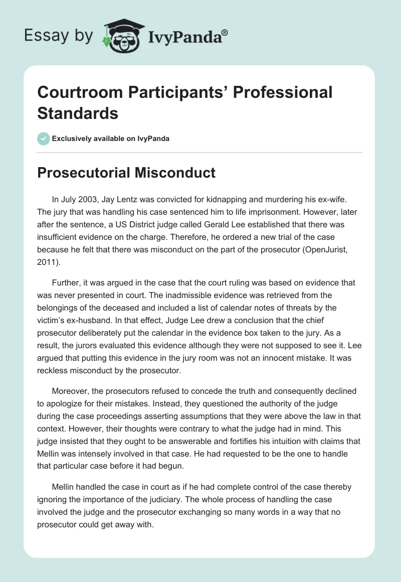 Courtroom Participants’ Professional Standards. Page 1