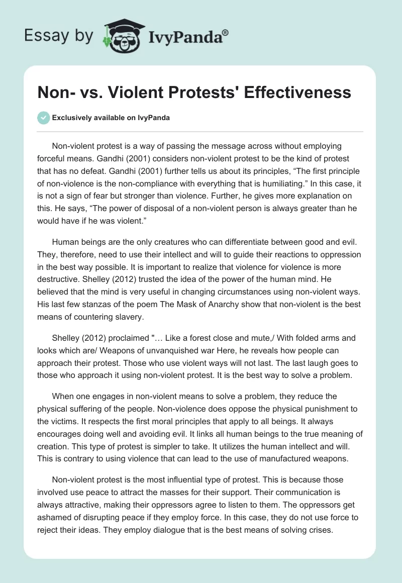 Non- vs. Violent Protests' Effectiveness. Page 1