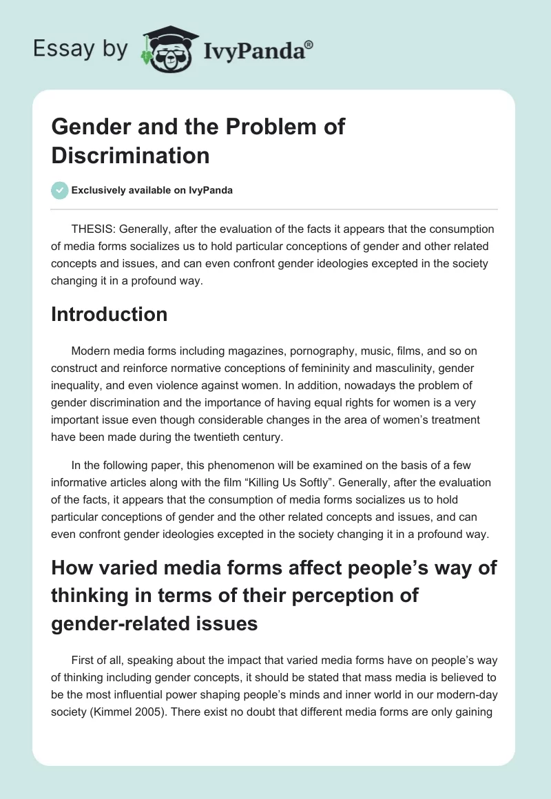 Gender and the Problem of Discrimination. Page 1