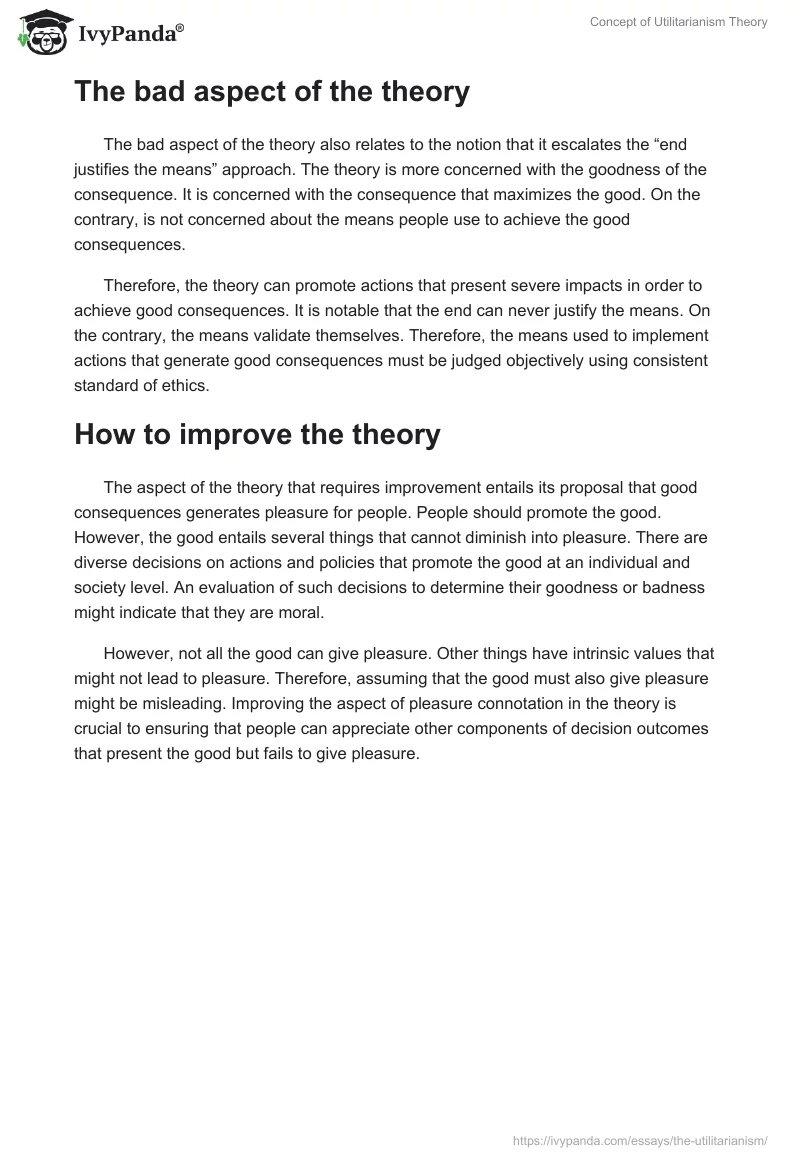 Concept of Utilitarianism Theory. Page 2