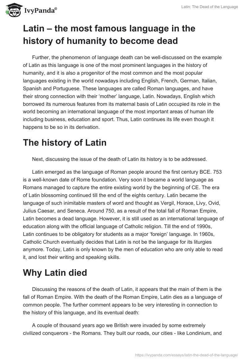 Latin: The Dead of the Language. Page 2