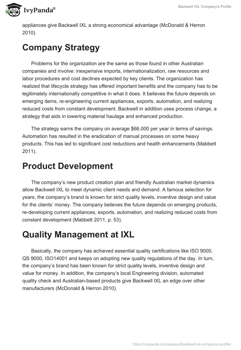 Backwell IXL Company's Profile. Page 2