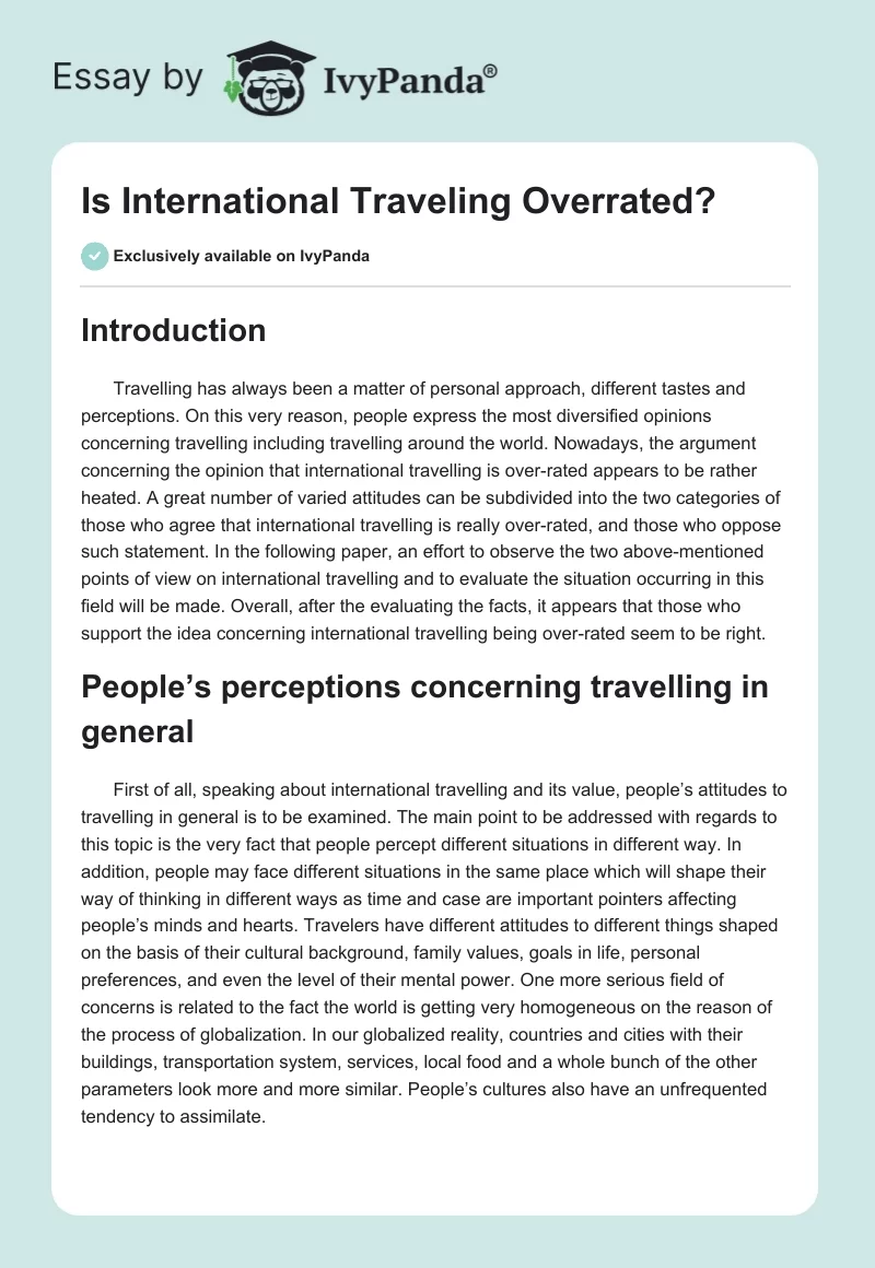 Is International Traveling Overrated?. Page 1